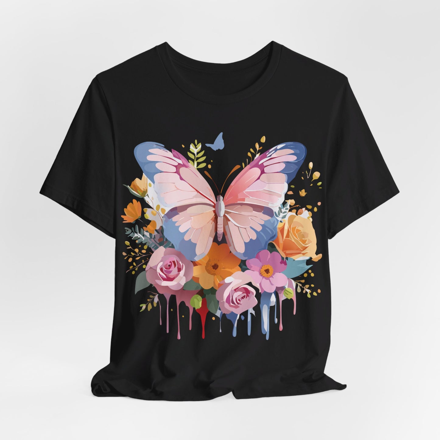 Natural Cotton Tee Shirt with Butterfly