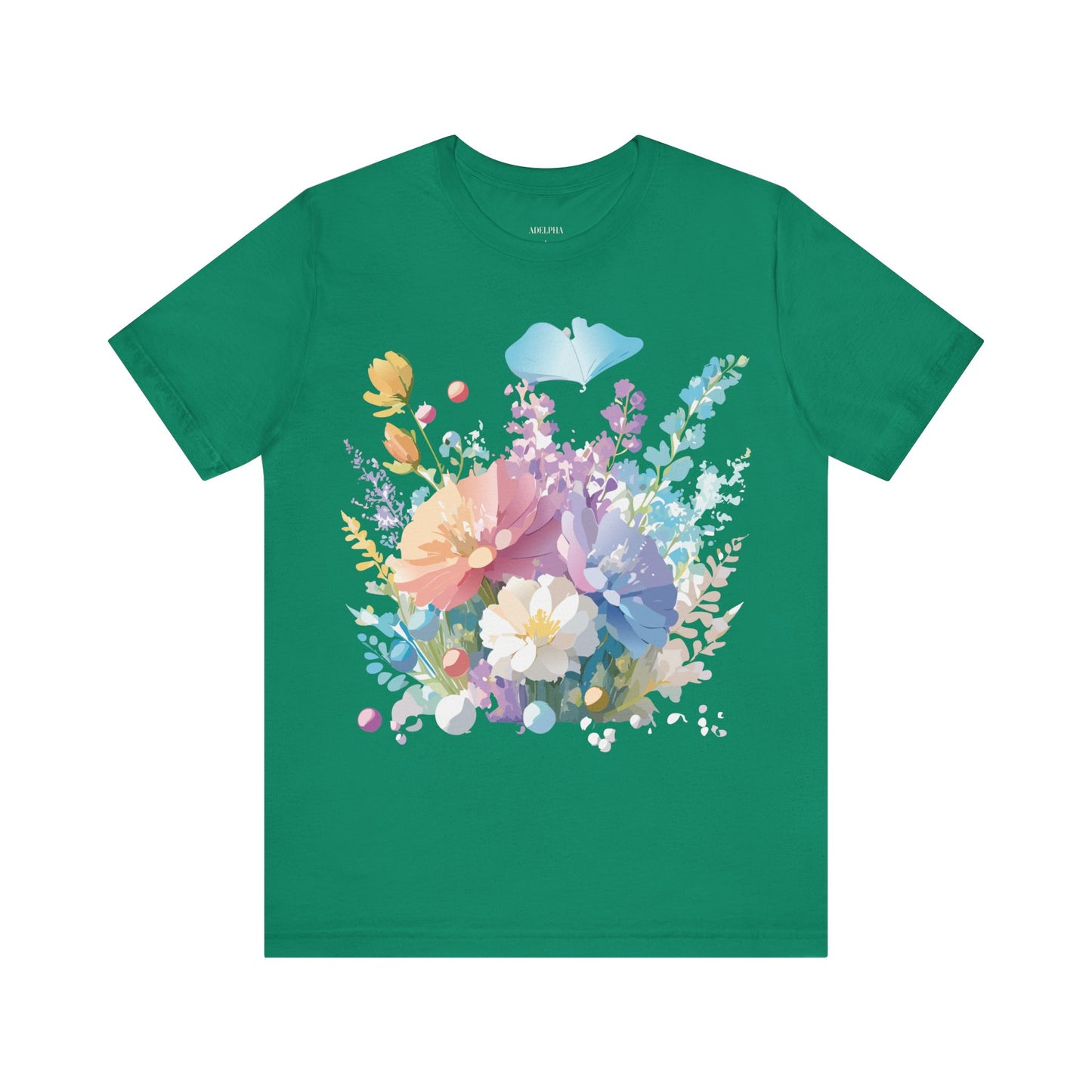 Natural Cotton Tee Shirt with Flowers