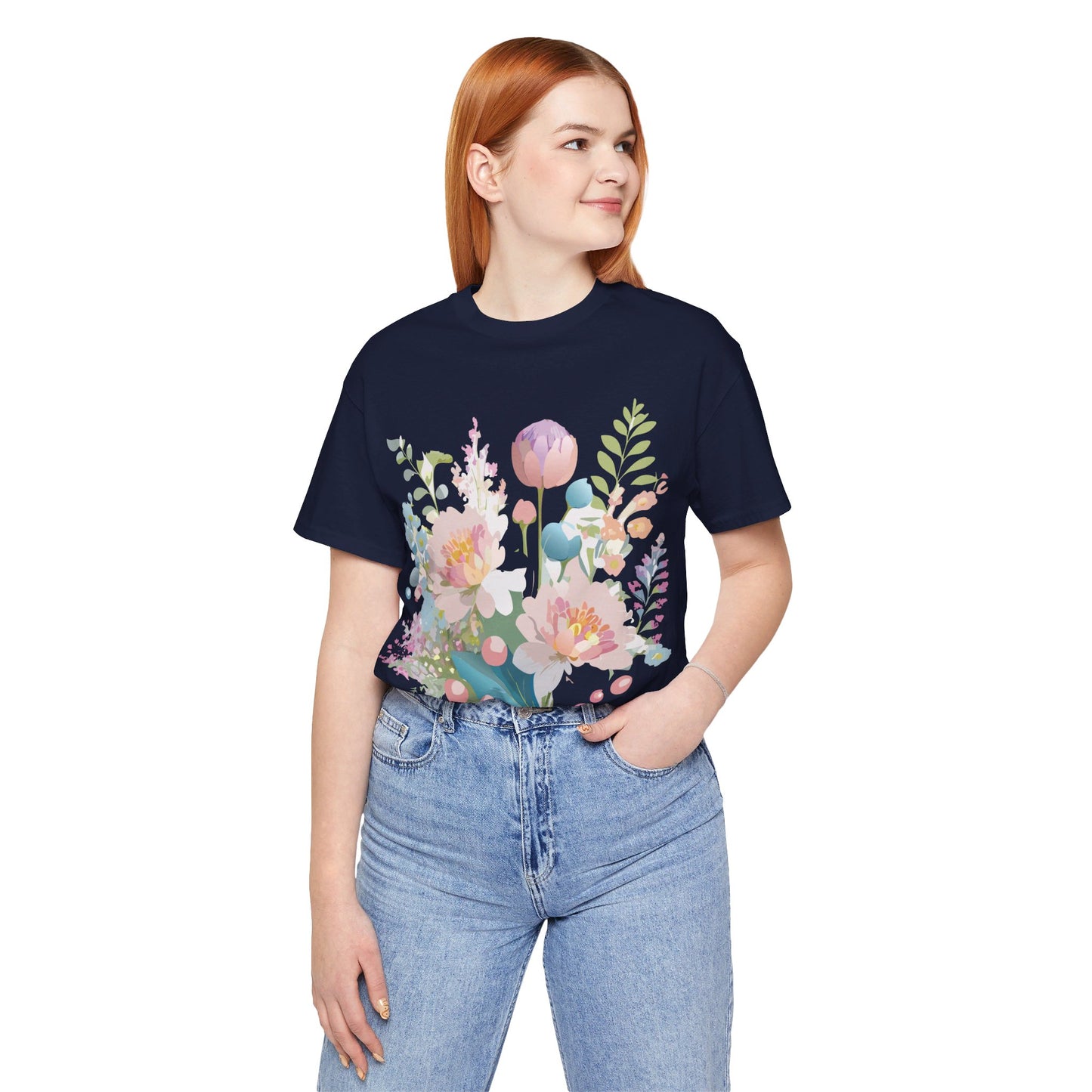 T-Shirt aus natürlicher Baumwolle mit Blumen