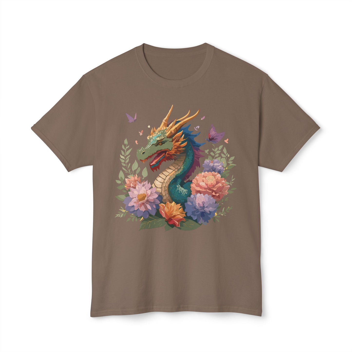 Dragon T-Shirt, Vintage Dragon Tee, Floral Tees, Dragon Art Design Shirt, Tee Shirt with Dragon 9