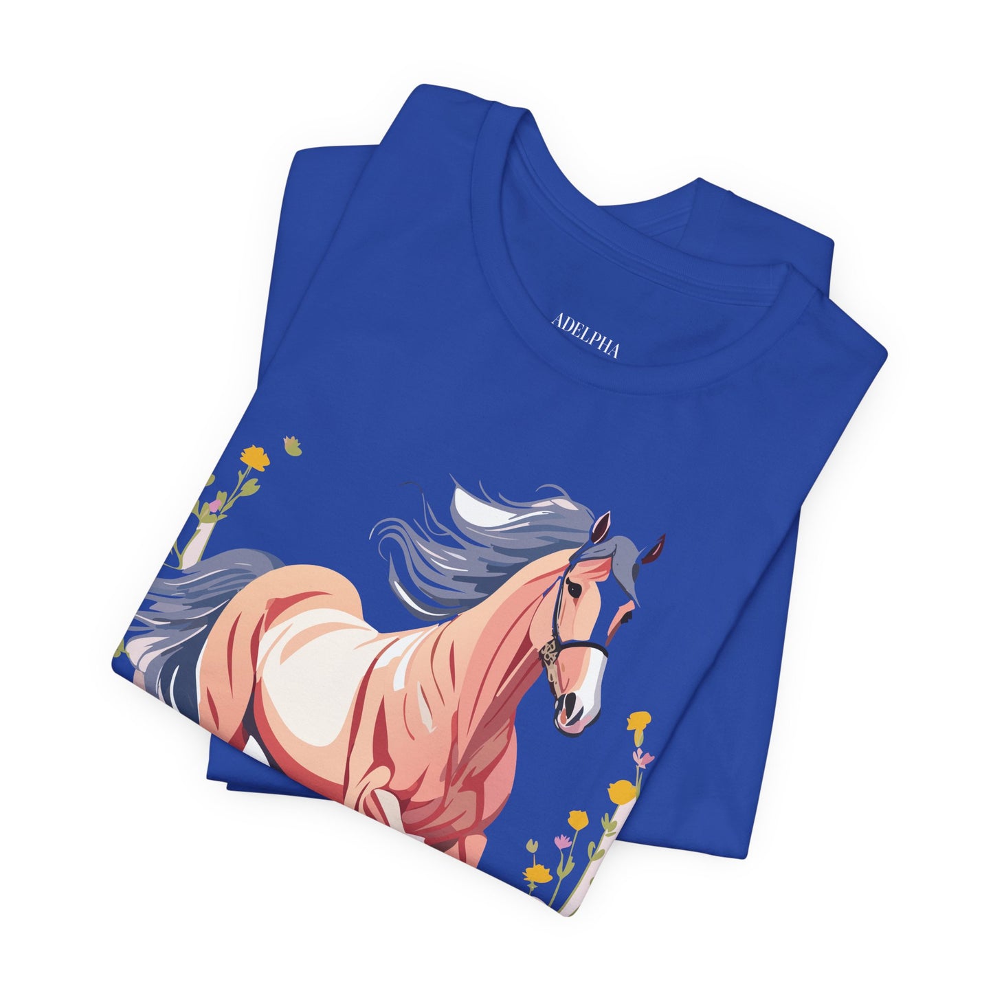 Natural Cotton Tee Shirt with Horse