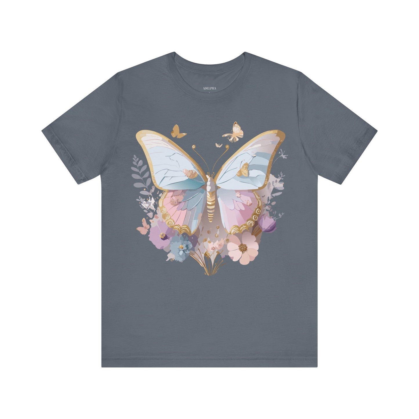 Natural Cotton Tee Shirt with Butterfly