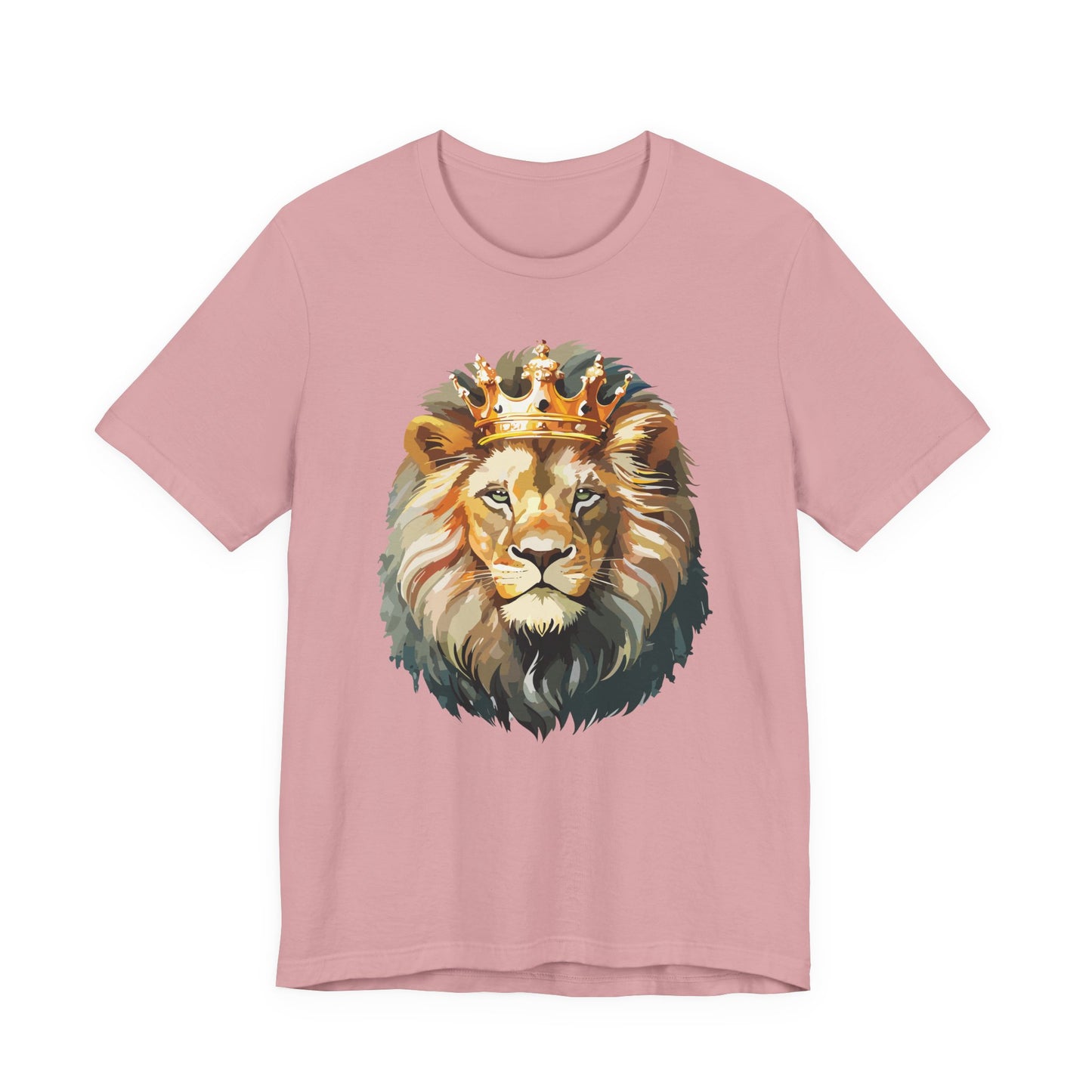 Lion with Crown Tee Unisex Cotton T-Shirt Regal King Lion Illustration, Wildlife Graphic Shirt - 1