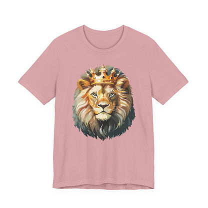 Lion with Crown Tee Unisex Cotton T-Shirt Regal King Lion Illustration, Wildlife Graphic Shirt - 1