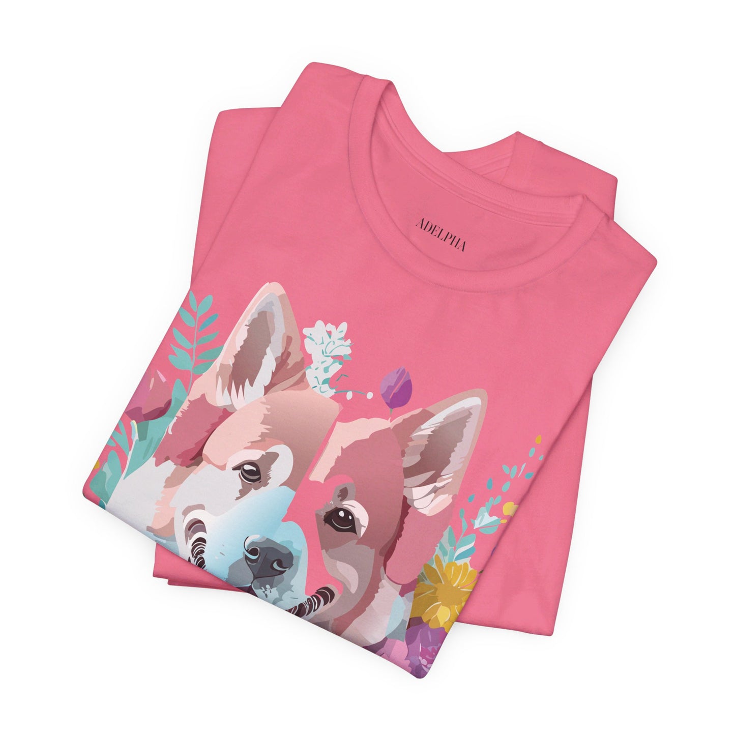 Natural Cotton Tee Shirt with Dog