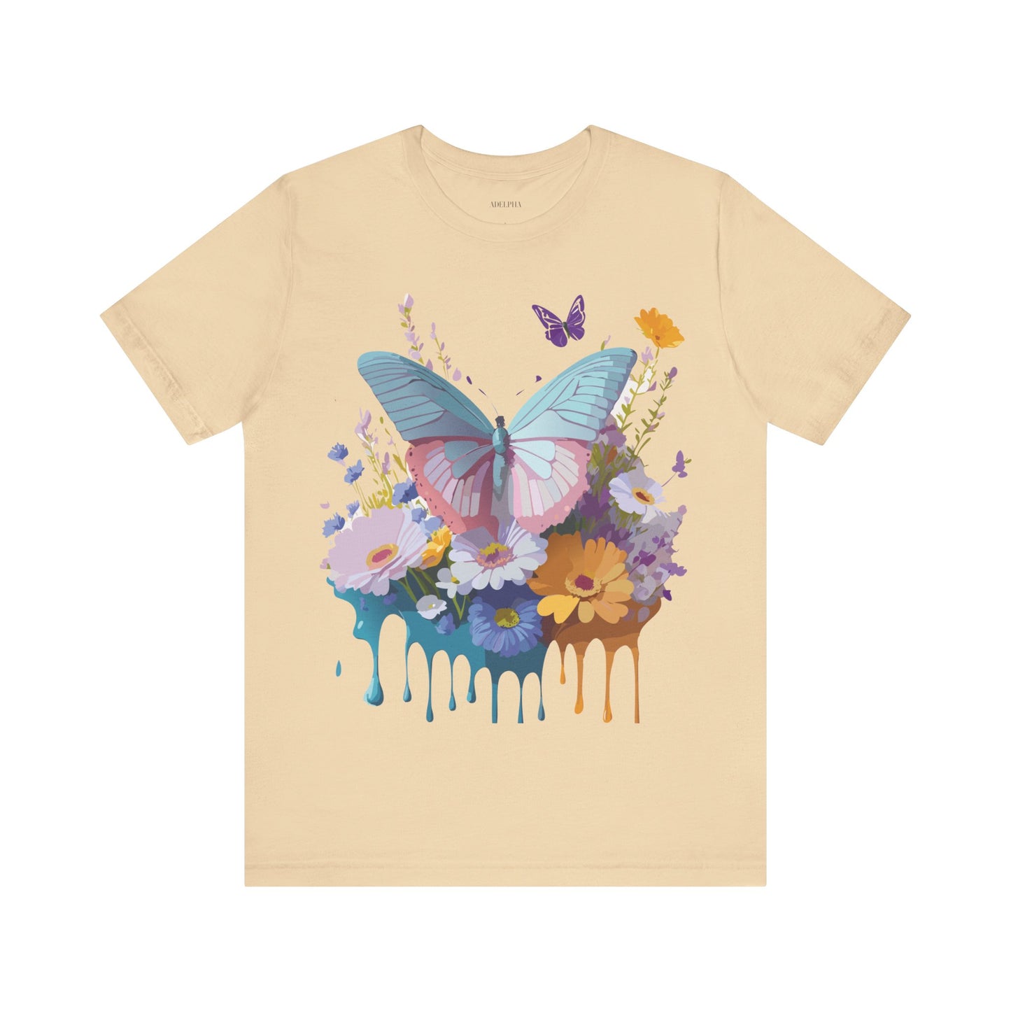 Natural Cotton Tee Shirt with Butterfly