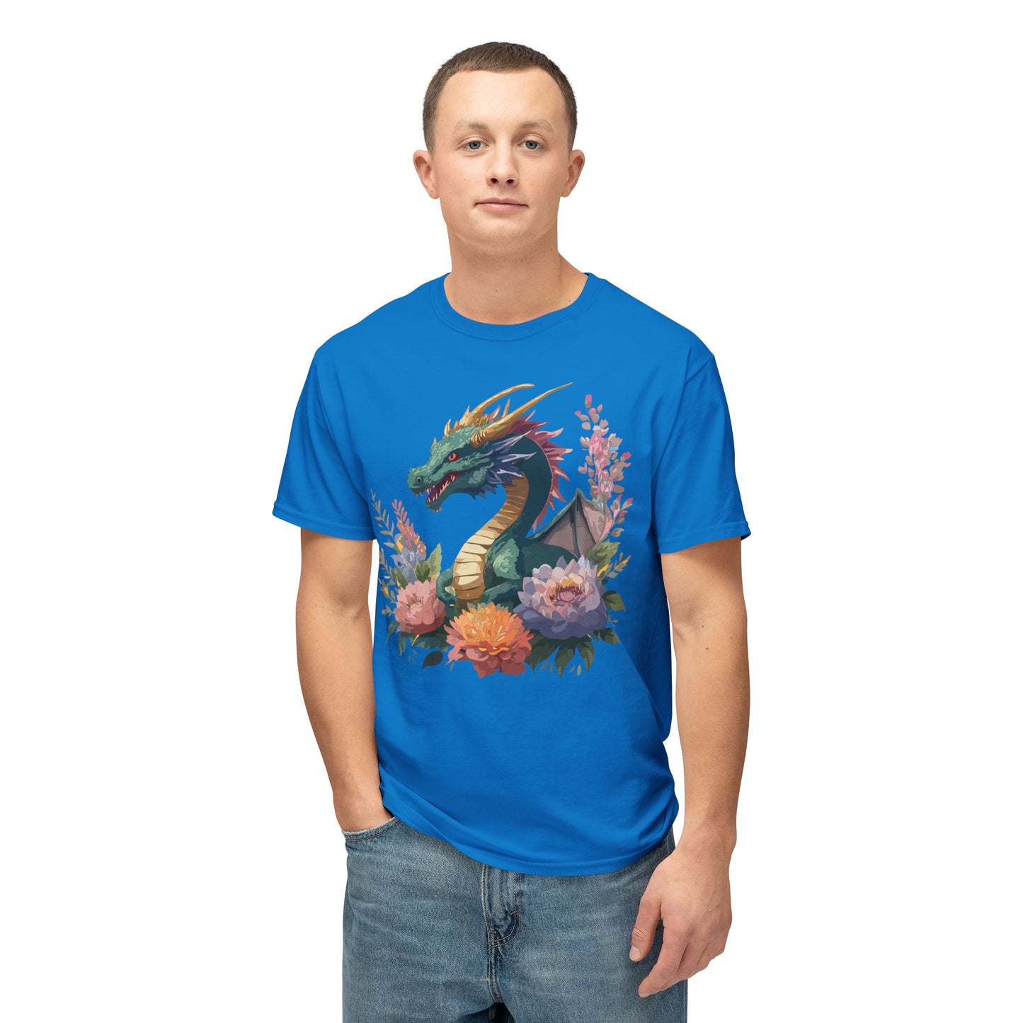 Dragon T-Shirt, Vintage Dragon Tee, Floral Tees, Dragon Art Design Shirt, Tee Shirt with Dragon 7