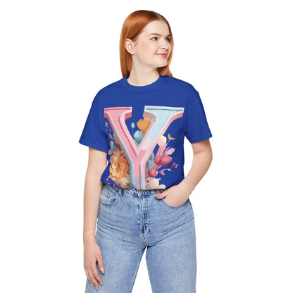 Natural Cotton Tee Shirt - Letters Collection - Y Printify