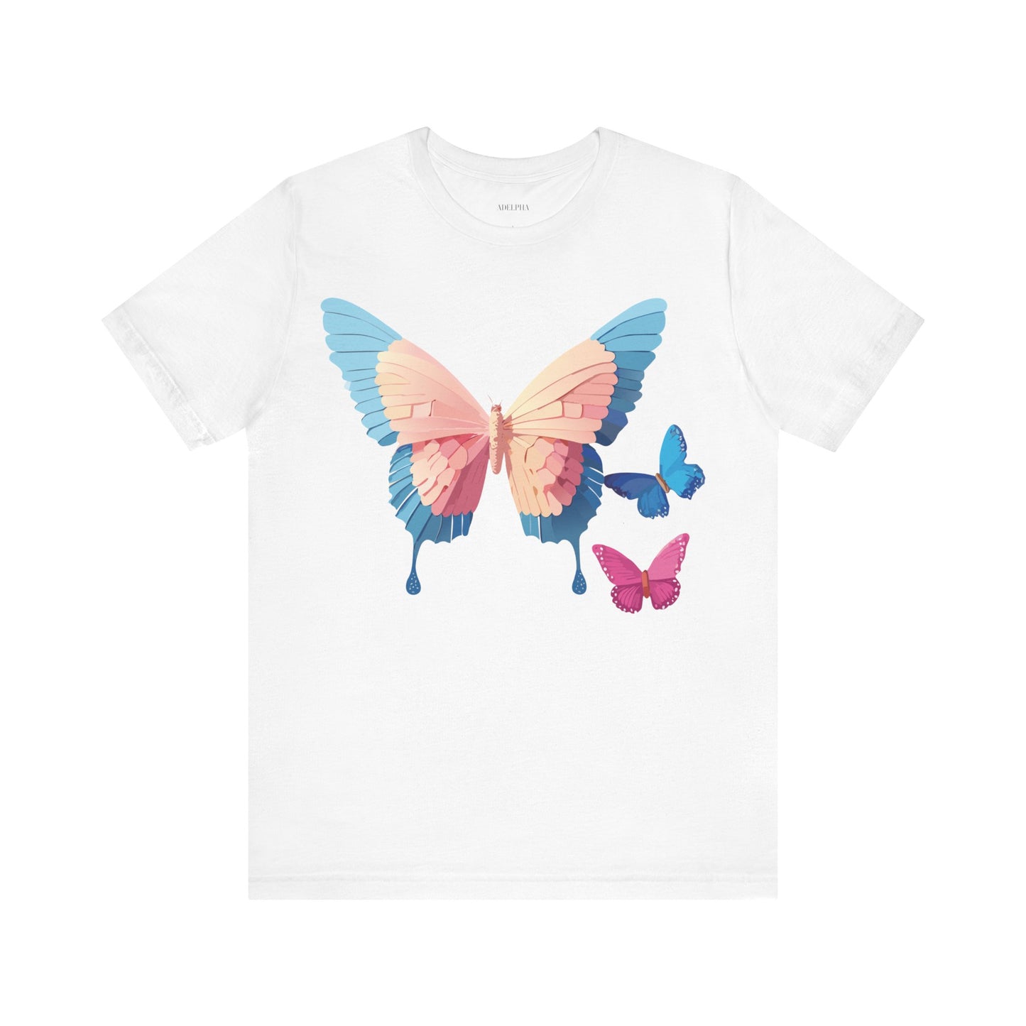 Natural Cotton Tee Shirt with Butterfly