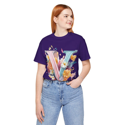Natural Cotton Tee Shirt - Letters Collection - V Printify