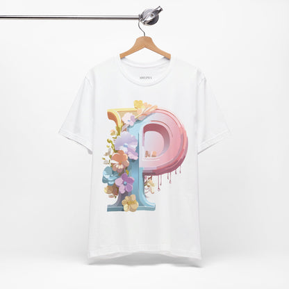 Natural Cotton Tee Shirt - Letters Collection - P Printify