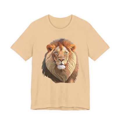 Safari Lion Head Illustration T-Shirt Unisex Cotton Realistic Lion Portrait Tee 3