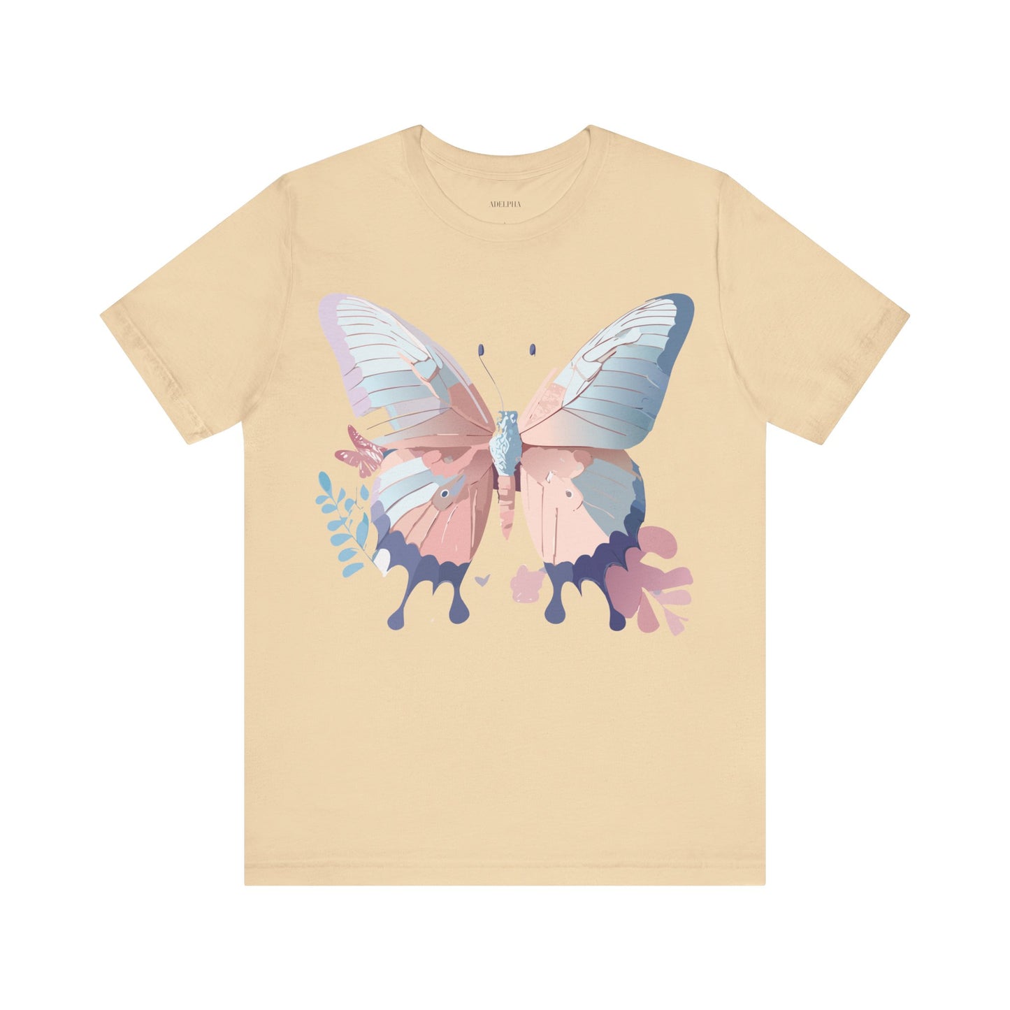 Natural Cotton Tee Shirt with Butterfly