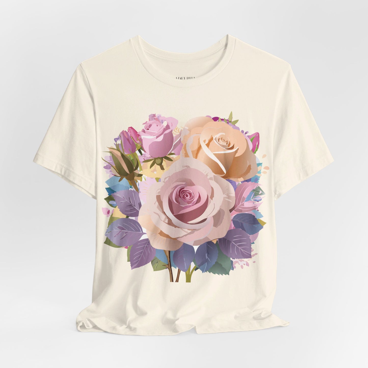 T-shirt en coton naturel avec fleurs