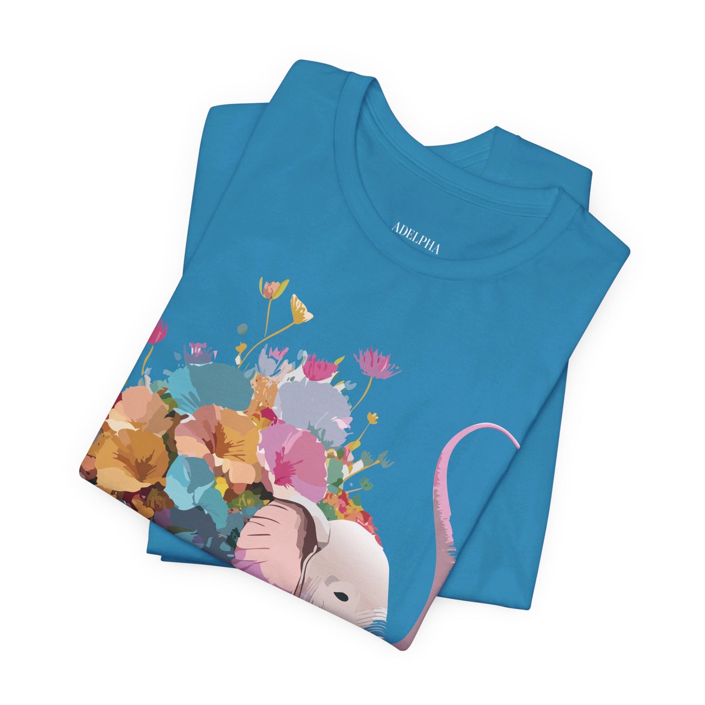 T-shirt en coton naturel avec motif éléphant