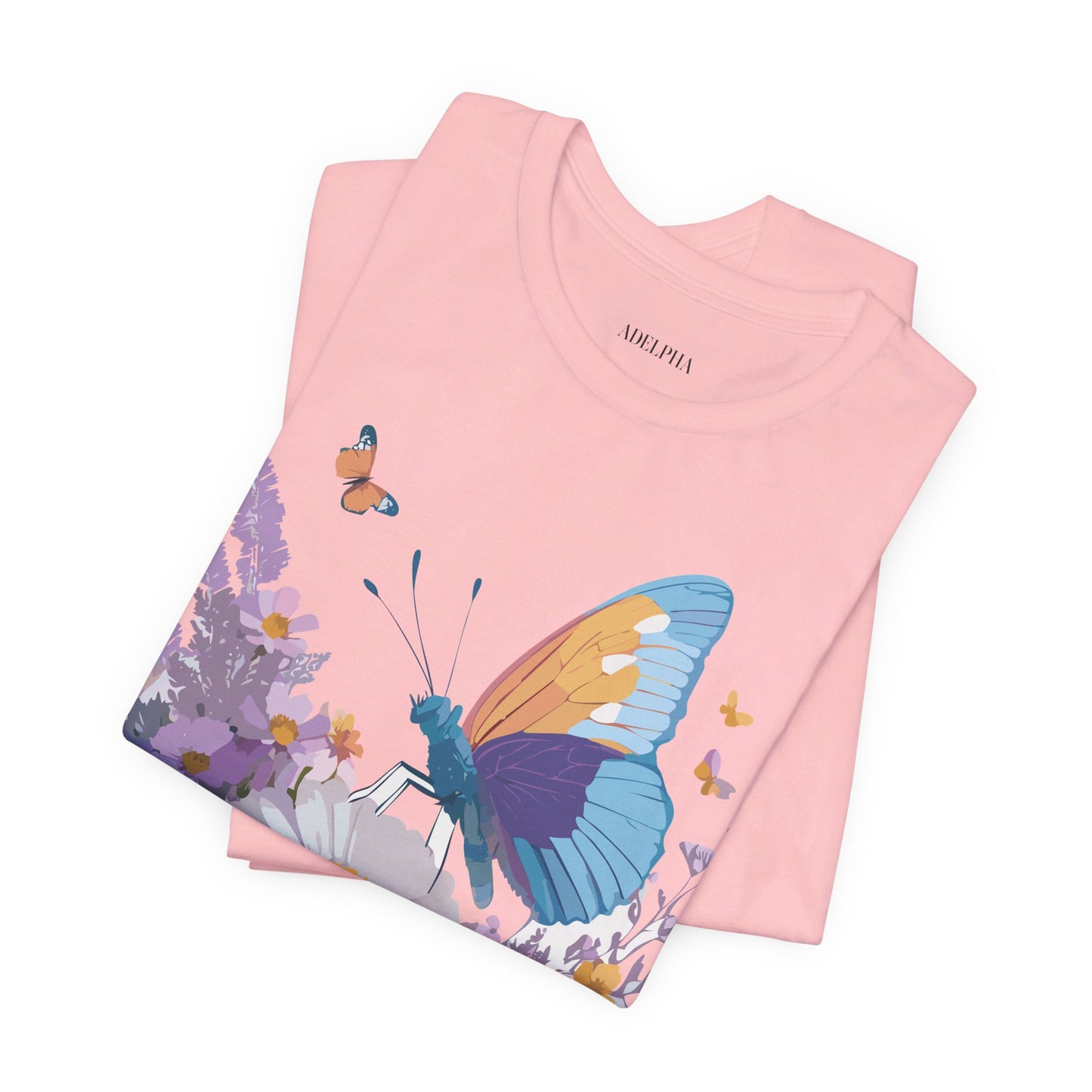 Natural Cotton Tee Shirt with Butterfly