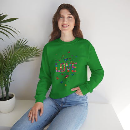 Unisex Floral Love Sweatshirt Fifty Fifty Cotton Poly Valentines Day