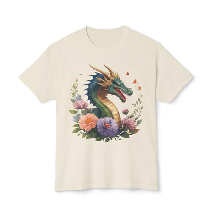 Dragon Art Design Shirt Unisex Cotton T Shirt Floral Print Tee
