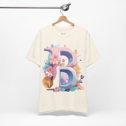 Natural Cotton Tee Shirt - Letters Collection - B Printify