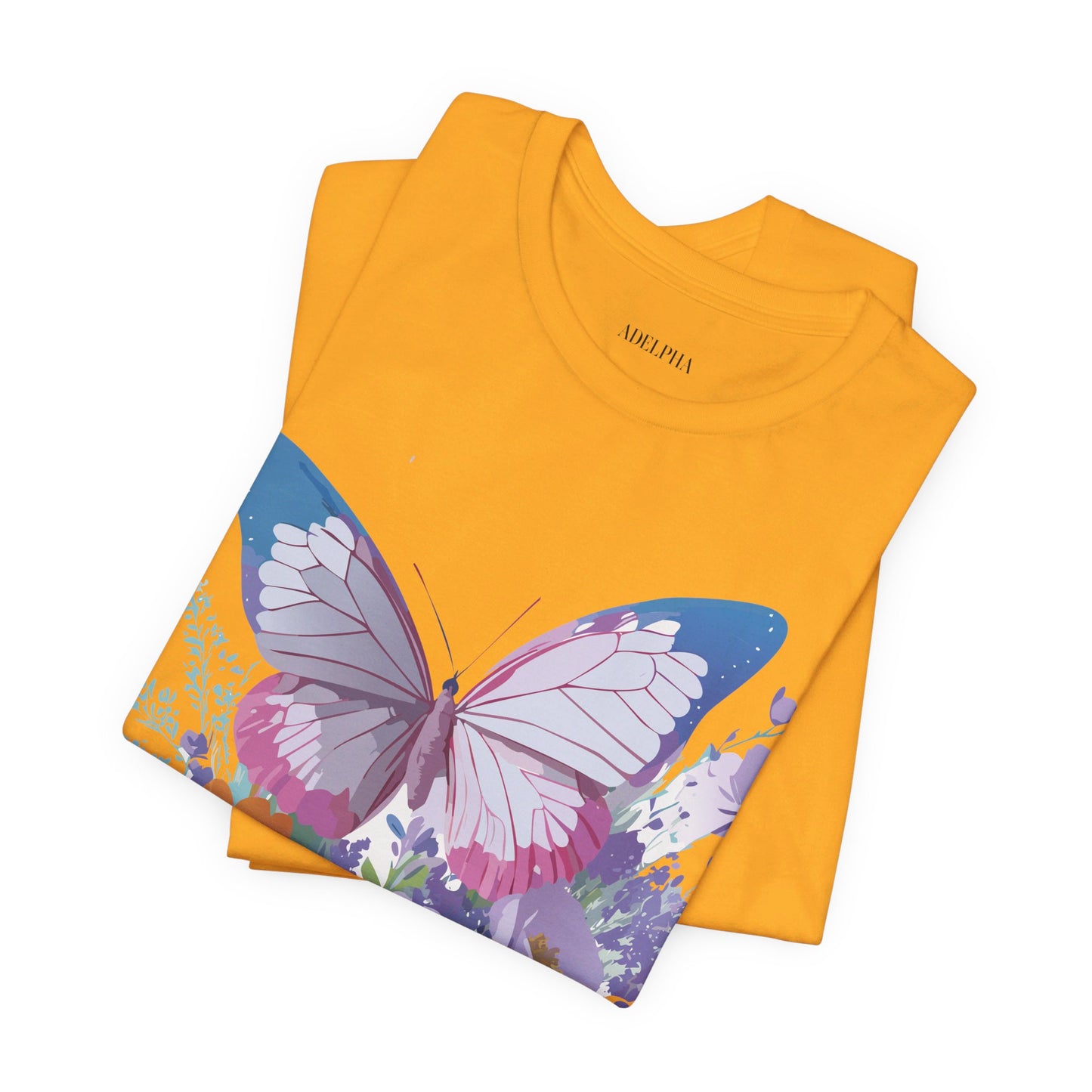 Natural Cotton Tee Shirt with Butterfly