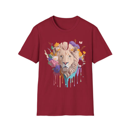 Unisex Lion Shirt Floral Lion Tee Softstyle 64000 Gildan Cotton Tee