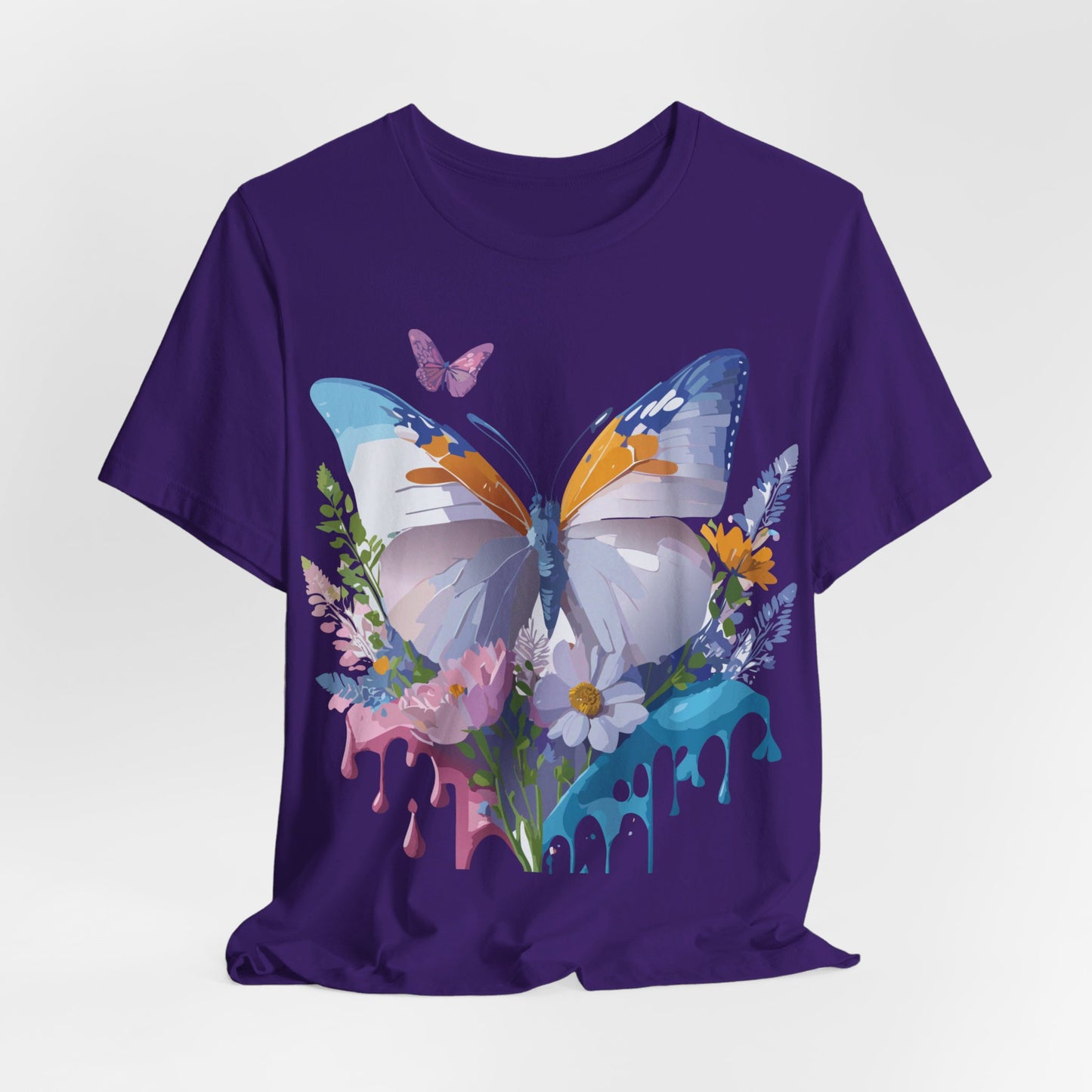 Natural Cotton Tee Shirt with Butterfly