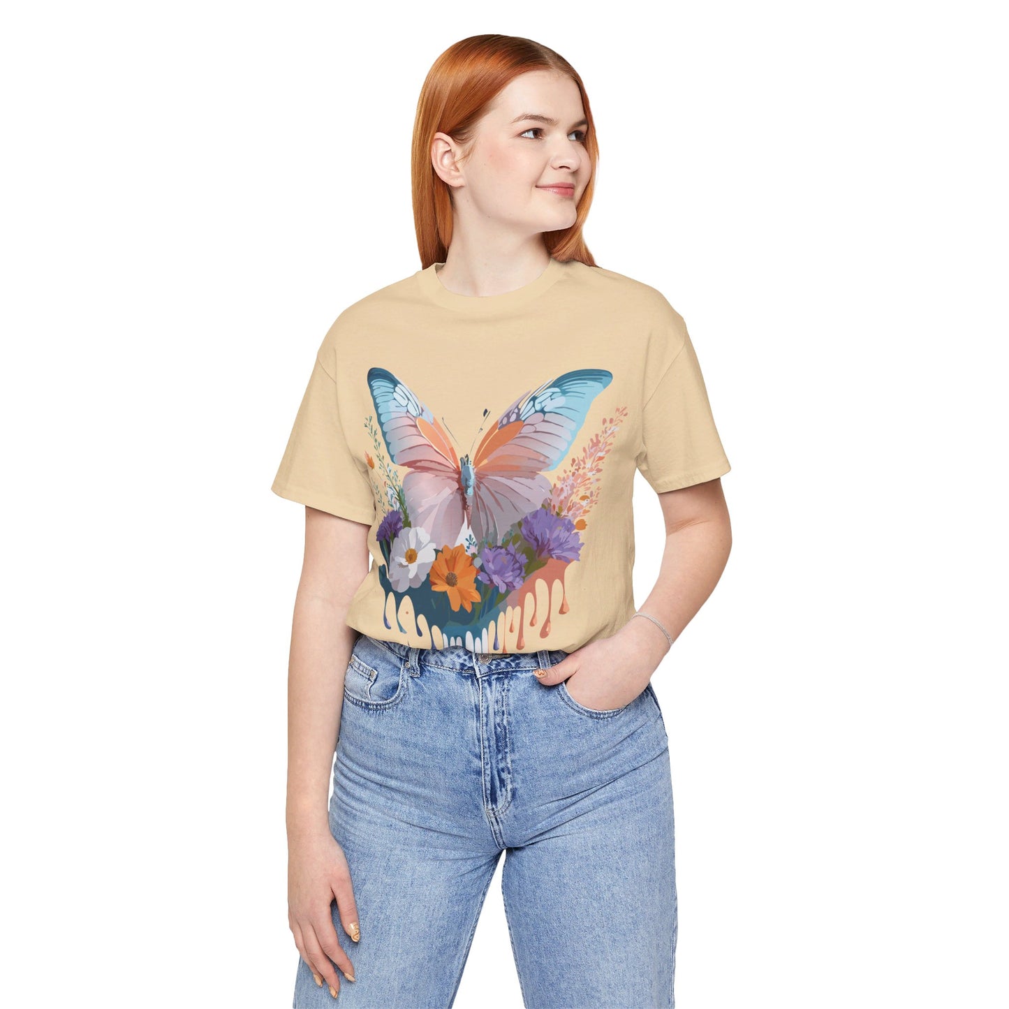 T-shirt en coton naturel avec papillon