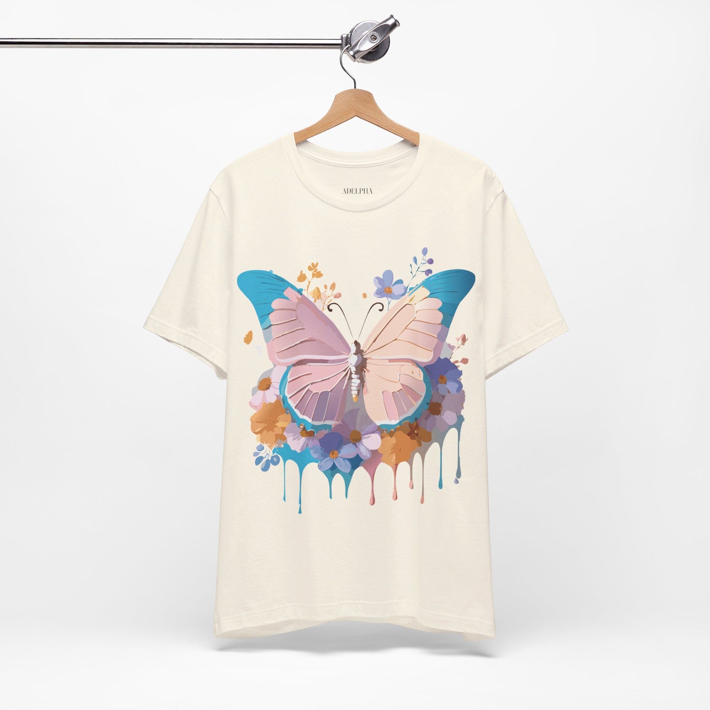 Natural Cotton Tee Shirt with Butterfly