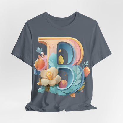 Natural Cotton Tee Shirt - Letters Collection - B Printify