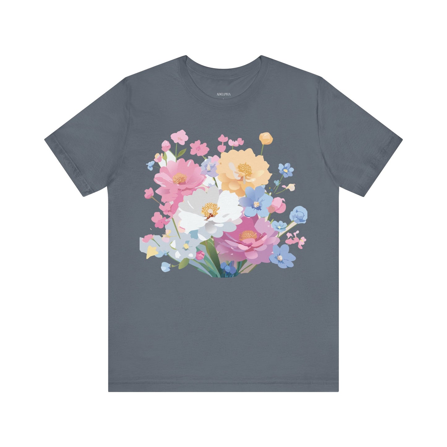 Natural Cotton Tee Shirt with Flowers