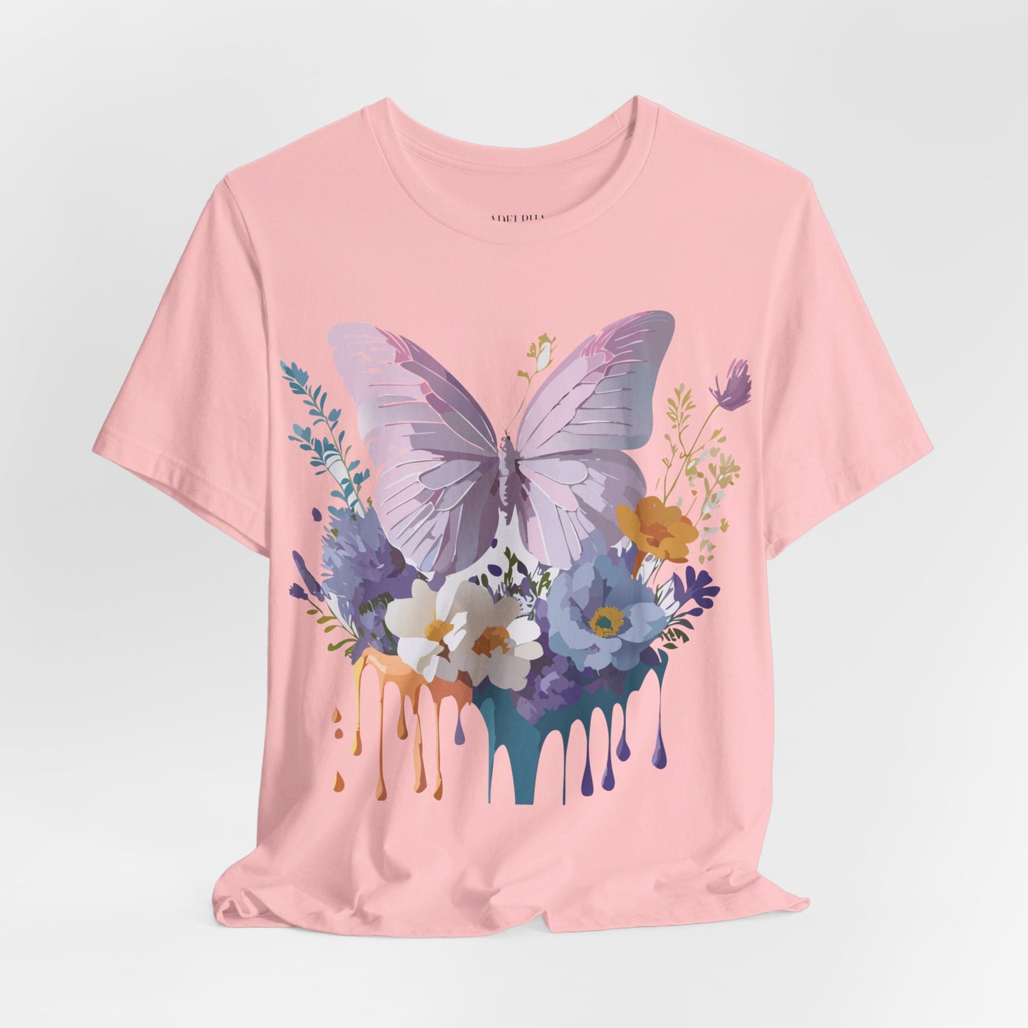 Natural Cotton Tee Shirt with Butterfly