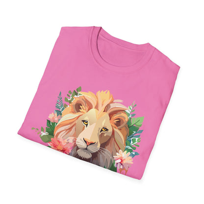 Gildan Unisex Lion Shirt Floral Lion Tee Animal Print Softstyle Tee