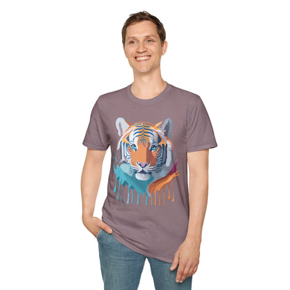Tiger Print Shirt Unisex Softstyle Tee 100 Percent Ring Spun Cotton