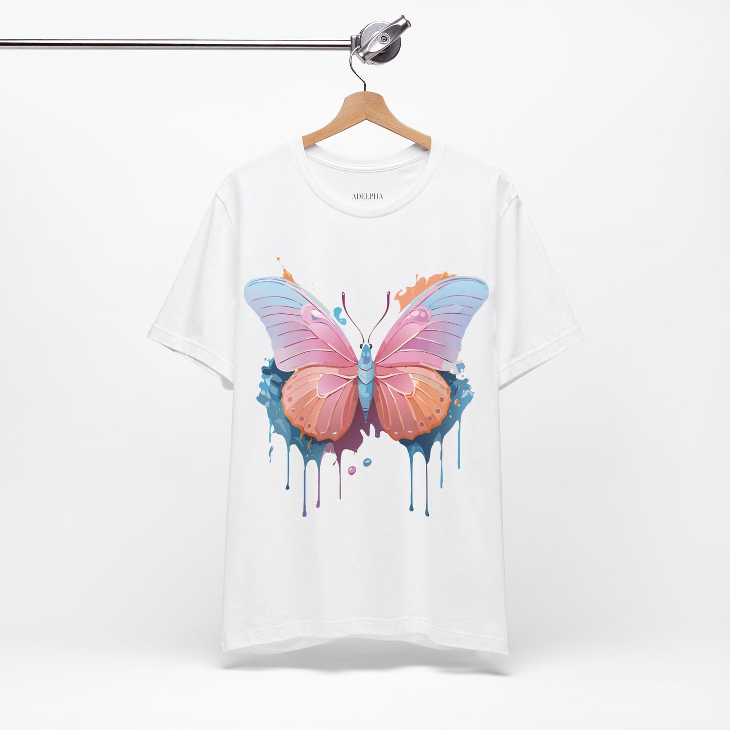 Natural Cotton Tee Shirt with Butterfly