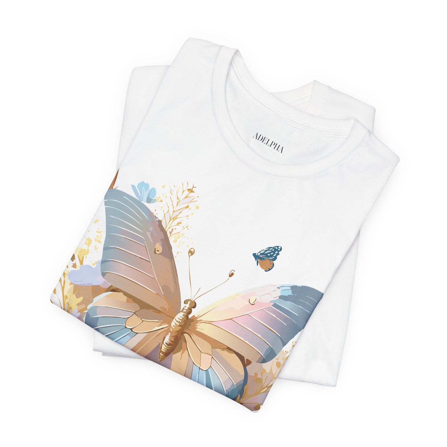 Natural Cotton Tee Shirt with Butterfly