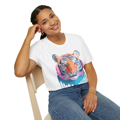 Tiger Print Unisex Softstyle Breathable Cotton Tee 64000 Gildan Shirt