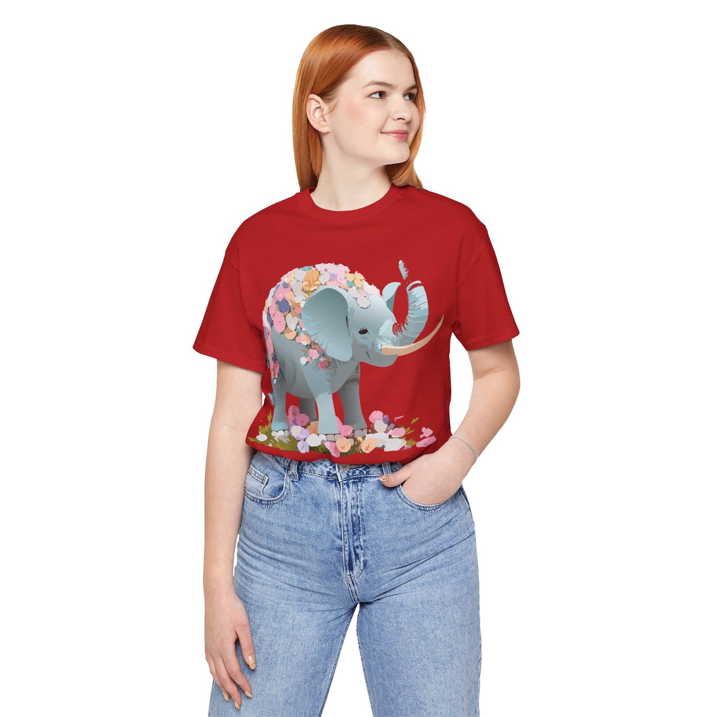 T-shirt en coton naturel avec motif éléphant