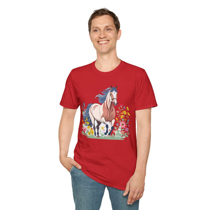 Unisex Horse Tee Softstyle Cotton Shirt With Animals Design Graphic