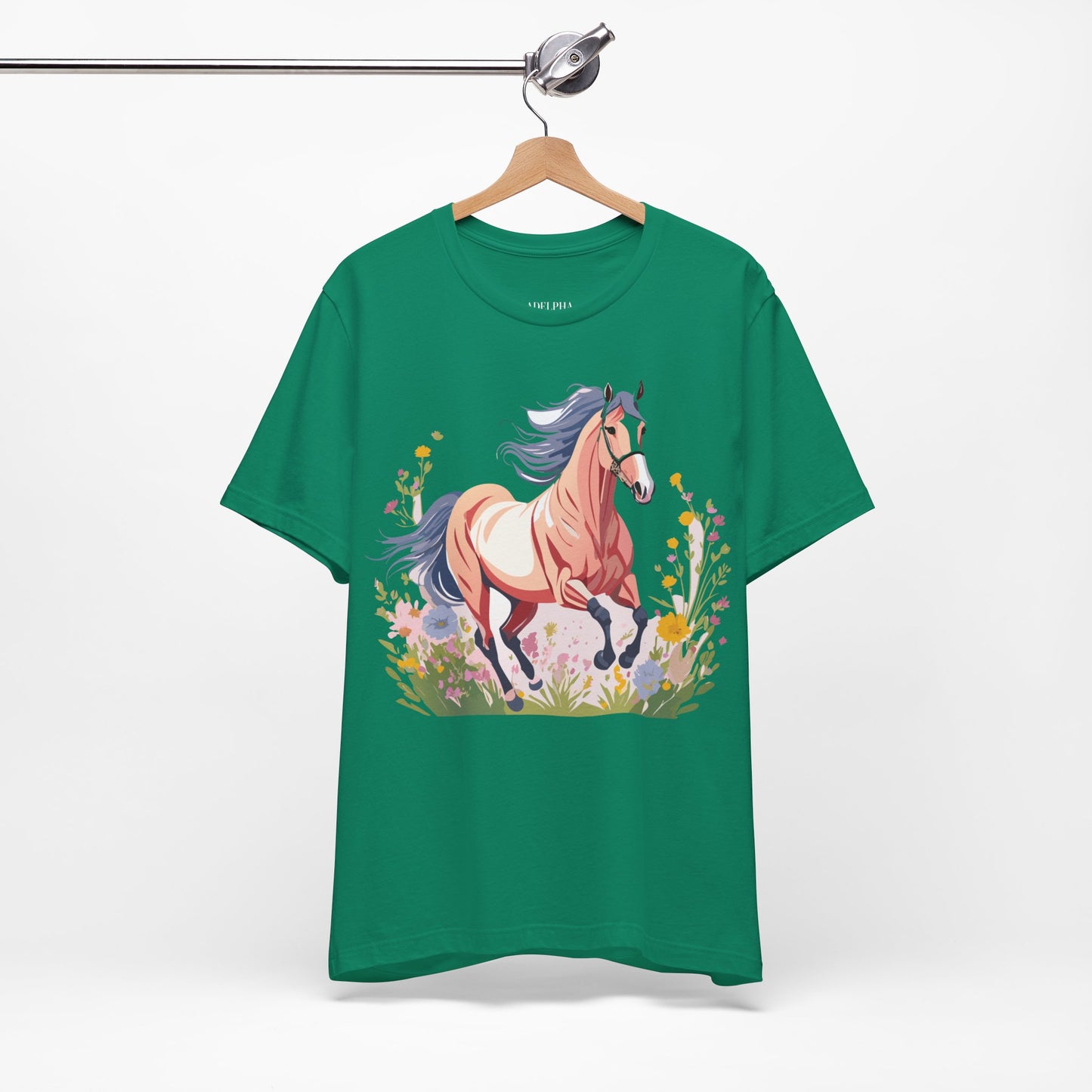 Natural Cotton Tee Shirt with Horse