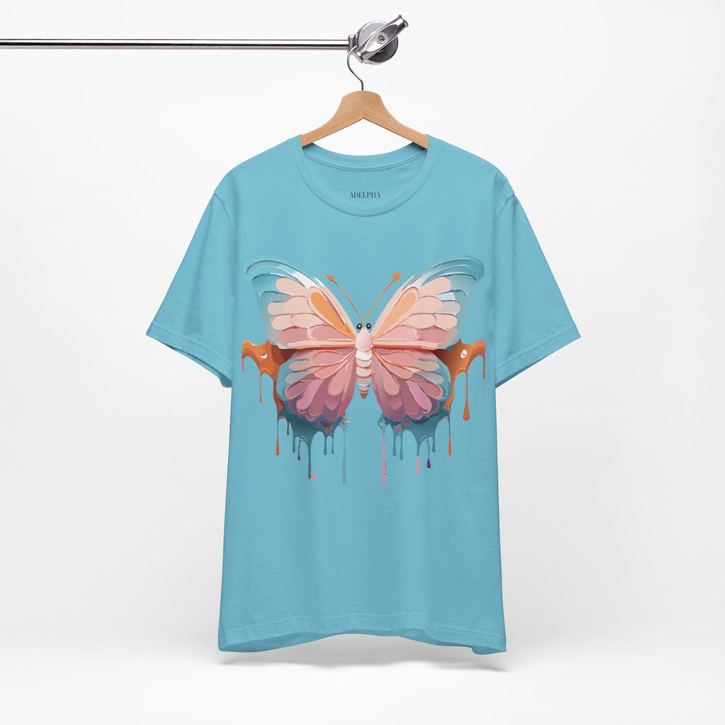 Natural Cotton Tee Shirt with Butterfly