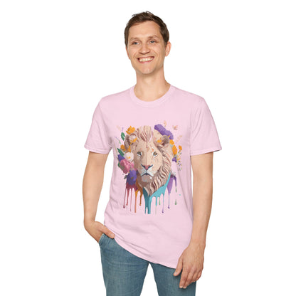 Unisex Lion Shirt Floral Lion Tee Softstyle 64000 Gildan Cotton Tee