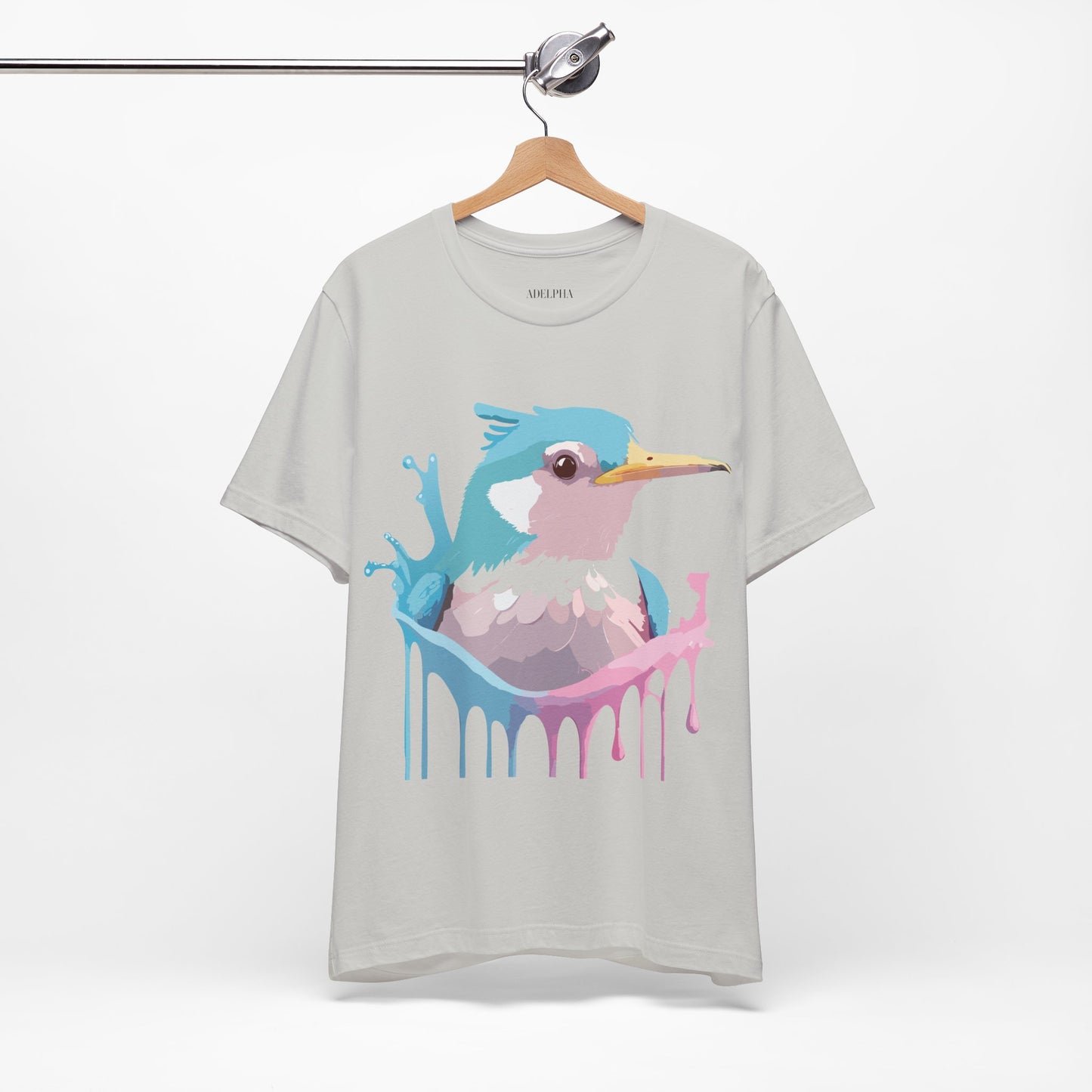 Natural Cotton Tee Shirt with Bird