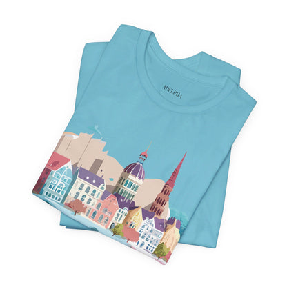 Natural Cotton Tee Shirt - Beautiful Places Collection - Warnemünde and Rostock - Germany Printify
