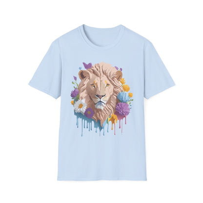 Lion Shirt Unisex Floral Lion Tee Gildan Softstyle 64000 Short Sleeve
