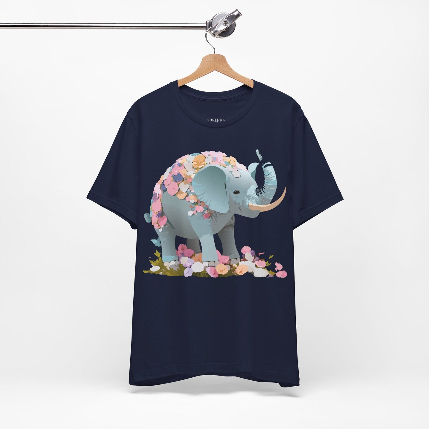 T-shirt en coton naturel avec motif éléphant