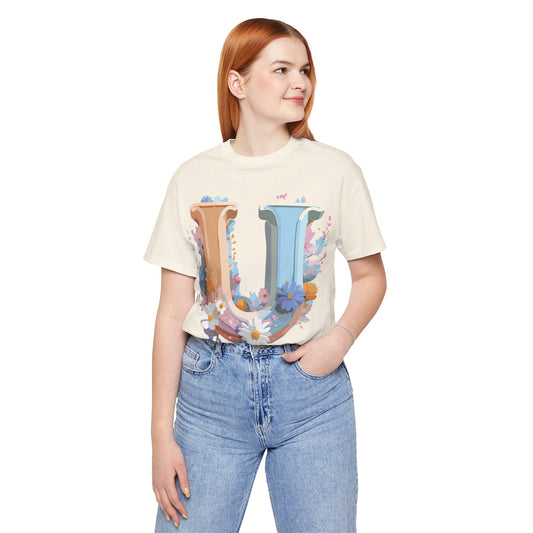 Natural Cotton Tee Shirt - Letters Collection - U Printify