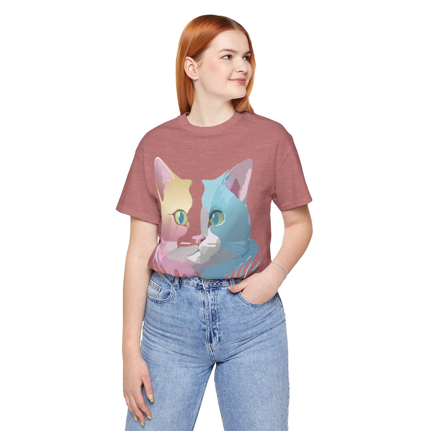 Natural Cotton Tee Shirt with Cat