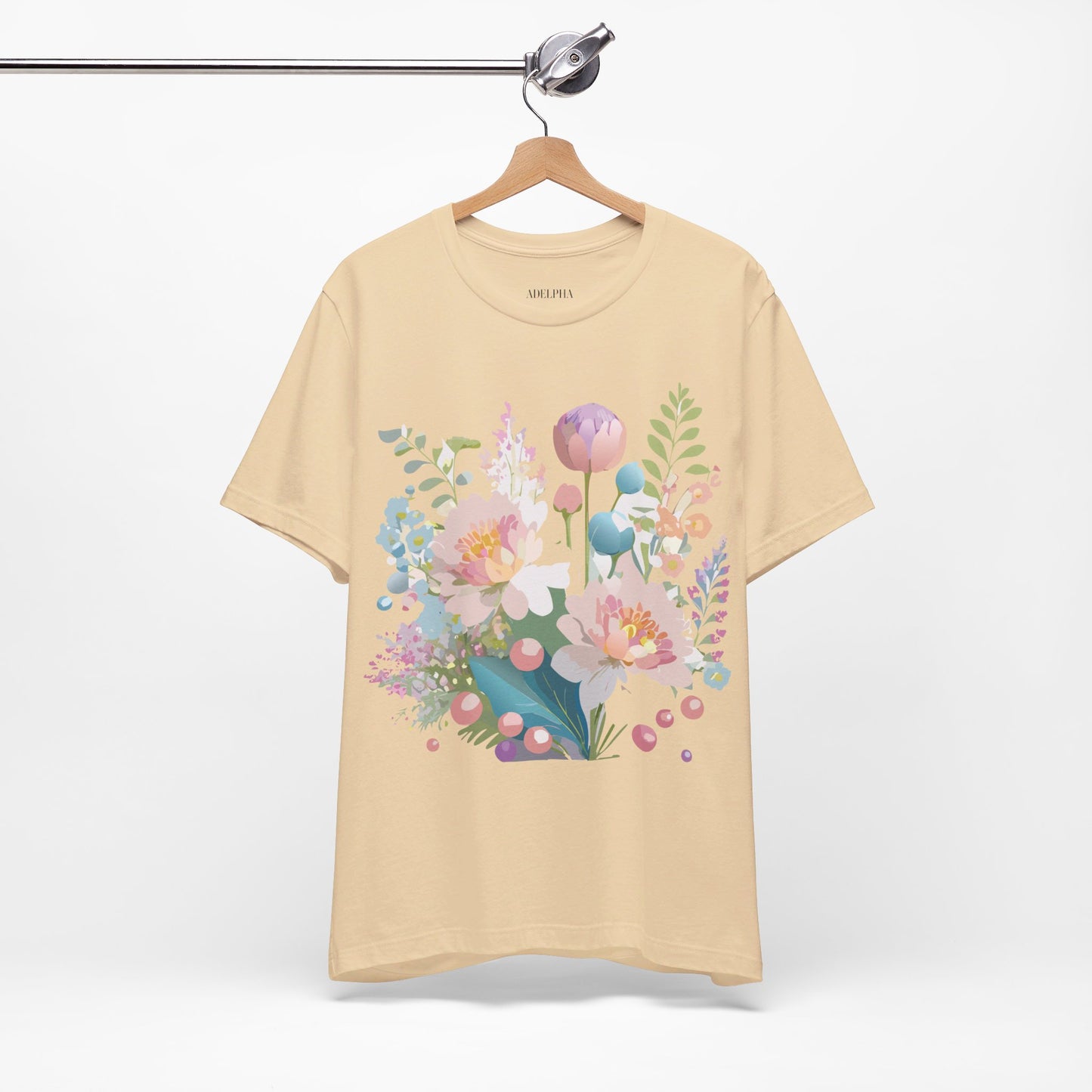 T-shirt en coton naturel avec fleurs