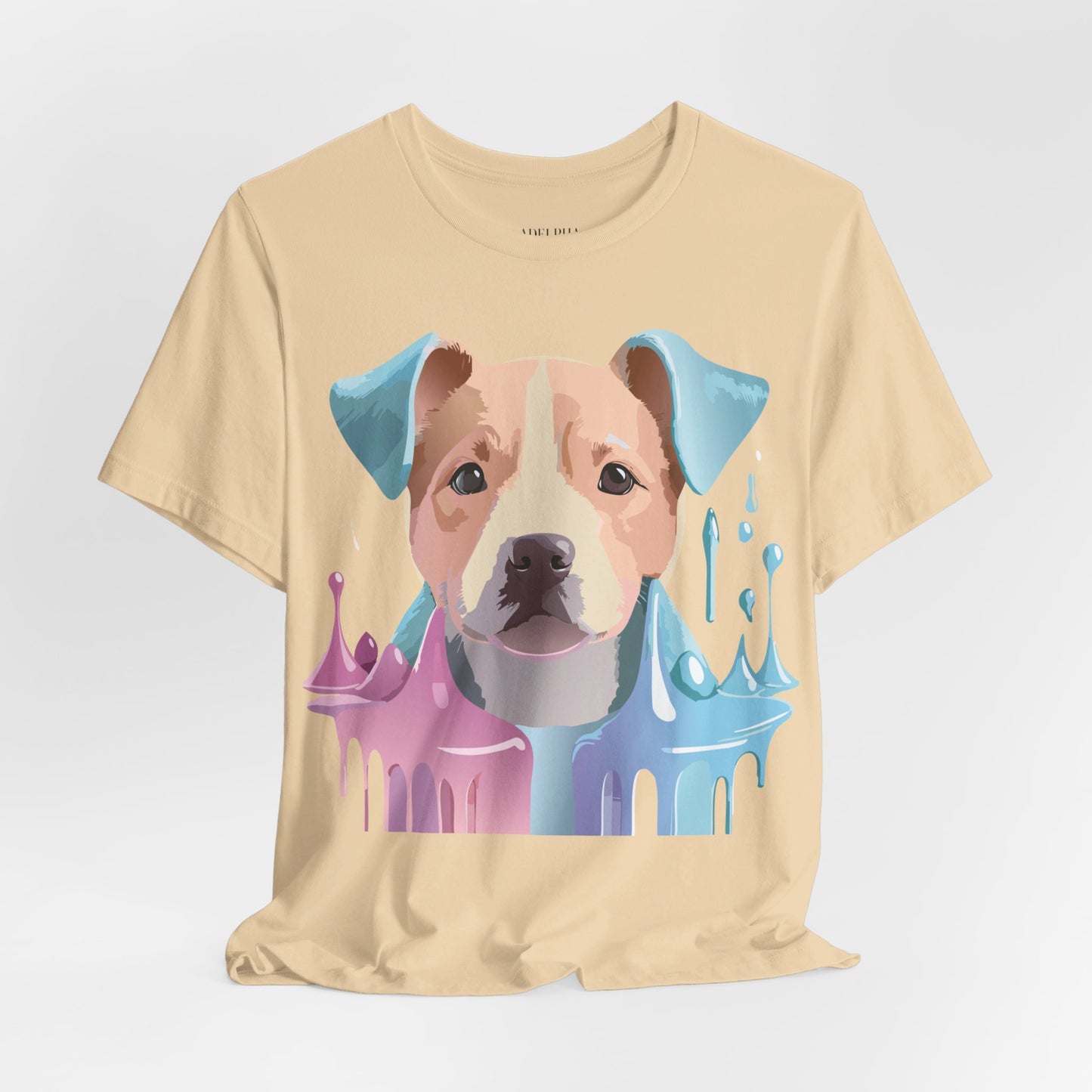 Natural Cotton Tee Shirt with Dog