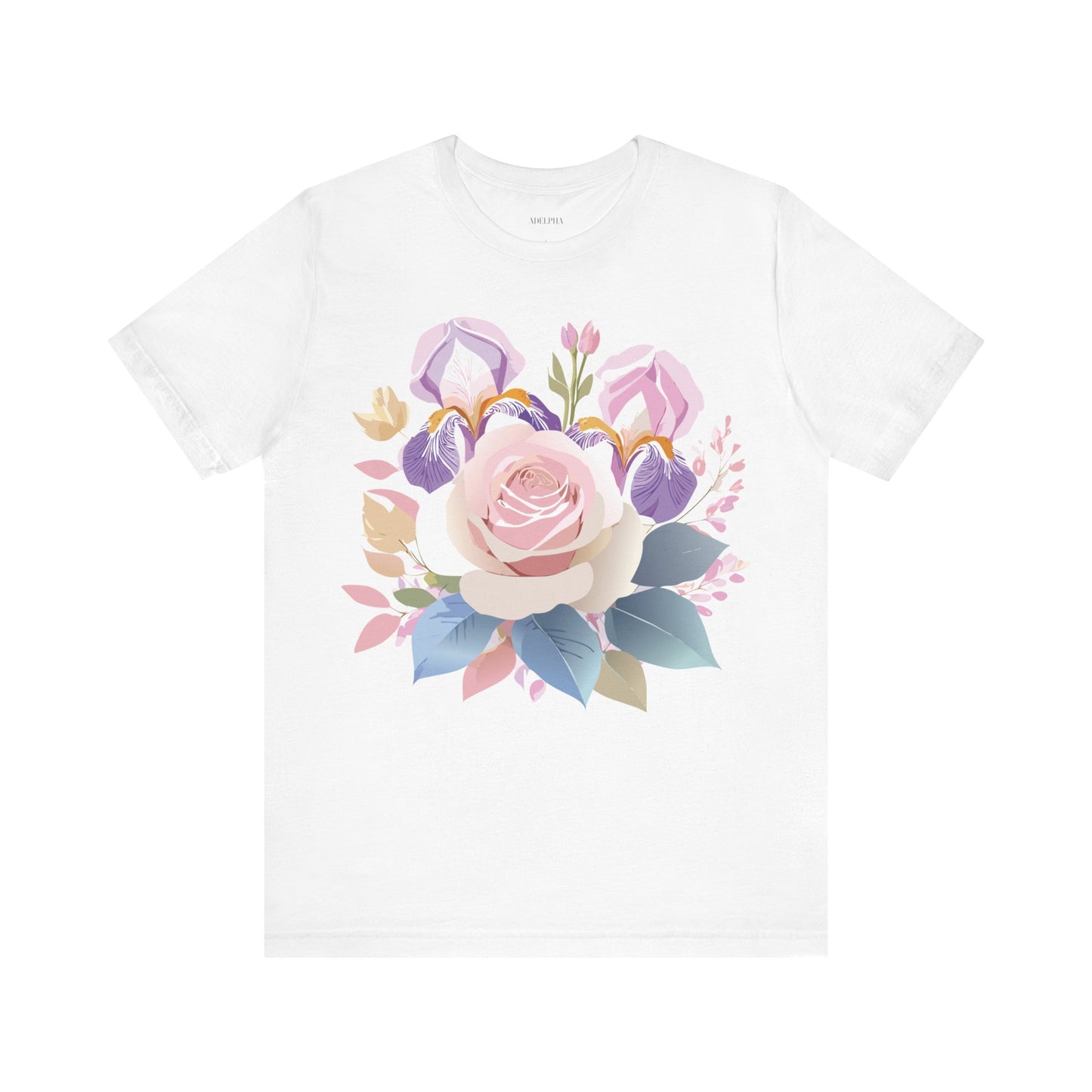 Natural Cotton Tee Shirt with Flowers